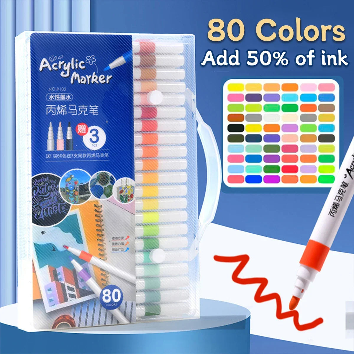 Buy The Best By Artsulli - Art is Long Life Short - Acrylic Marker 12-80 Colors Pen Set for Draw Sketching Paint Markers Graffiti Stone
