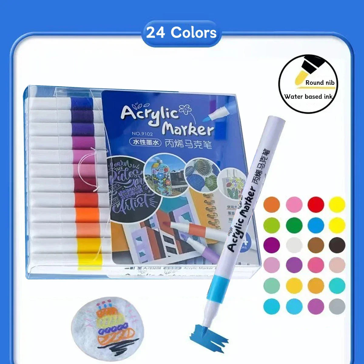Buy The Best By Artsulli - Art is Long Life Short - Acrylic Marker 12-80 Colors Pen Set for Draw Sketching Paint Markers Graffiti Stone