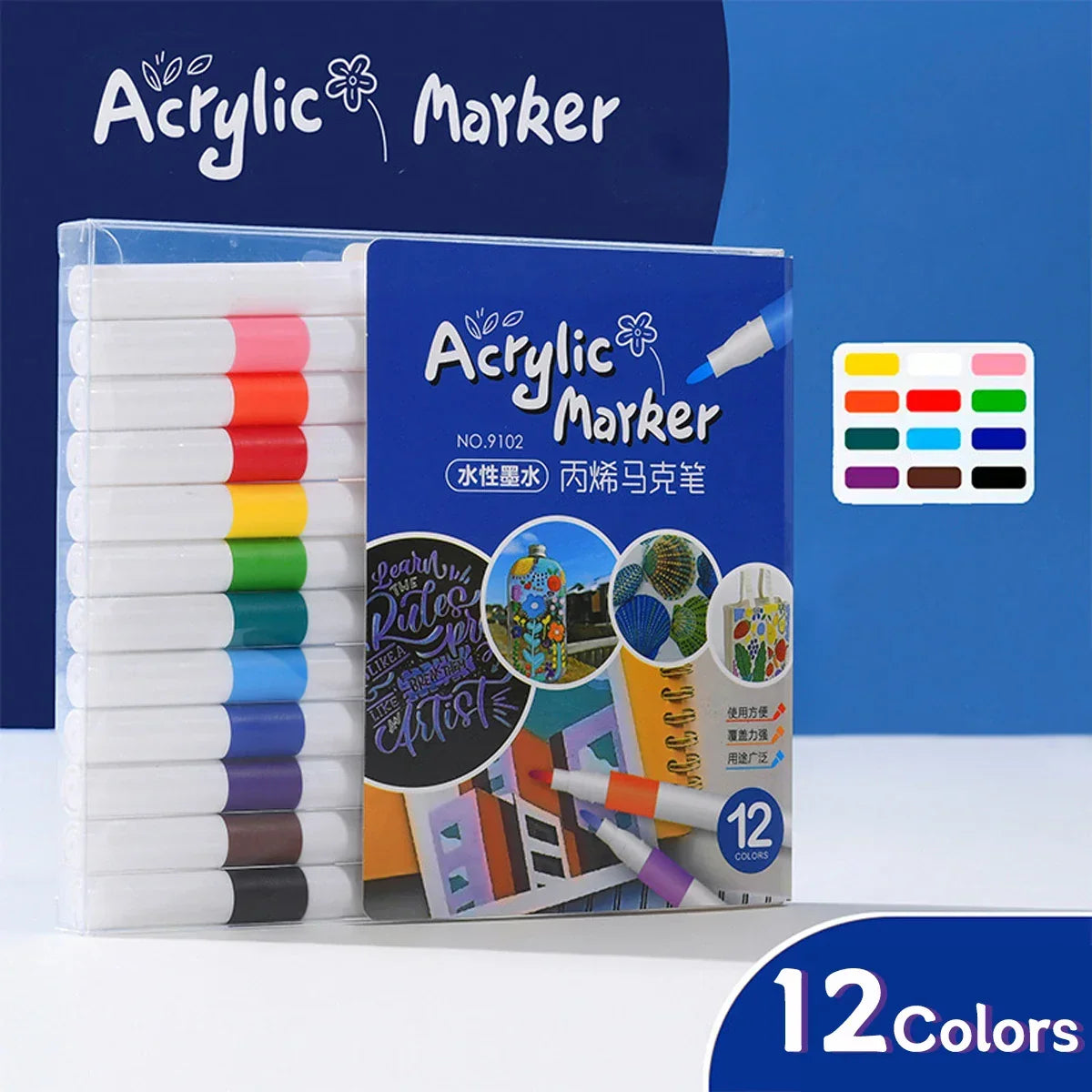 Buy The Best By Artsulli - Art is Long Life Short - Acrylic Marker 12-80 Colors Pen Set for Draw Sketching Paint Markers Graffiti Stone
