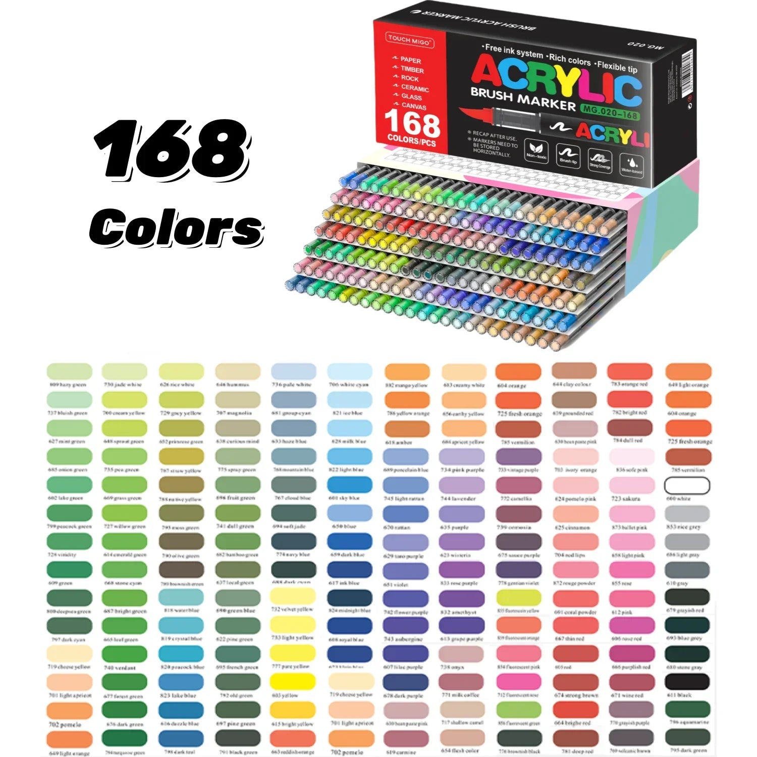 Buy The Best By Artsulli - Art is Long Life Short - Acrylic Paint Markers Set Soft Brush Tip for Wood Rock Glass Canvas Stone Supplies,Back