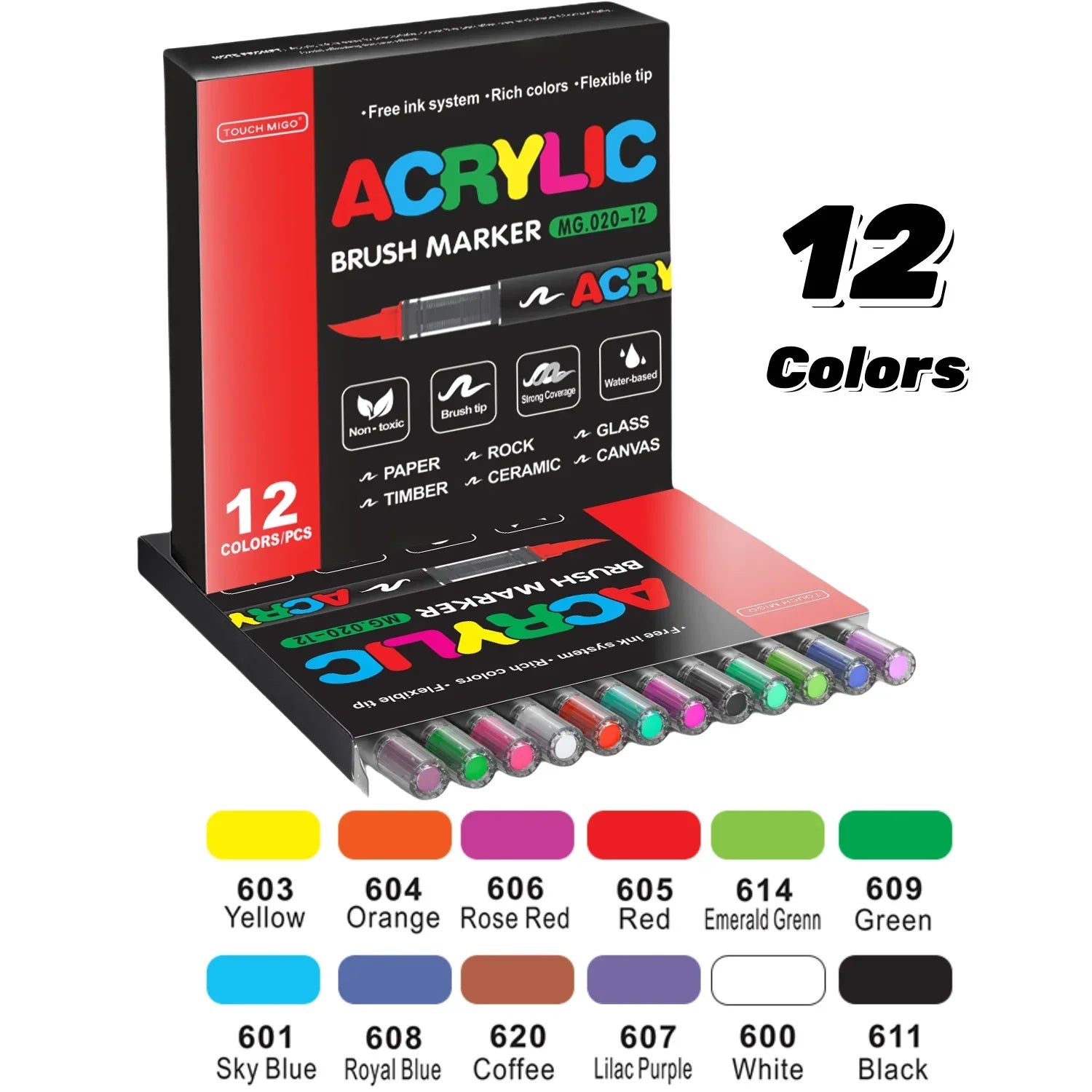 Buy The Best By Artsulli - Art is Long Life Short - Acrylic Paint Markers Set Soft Brush Tip for Wood Rock Glass Canvas Stone Supplies,Back
