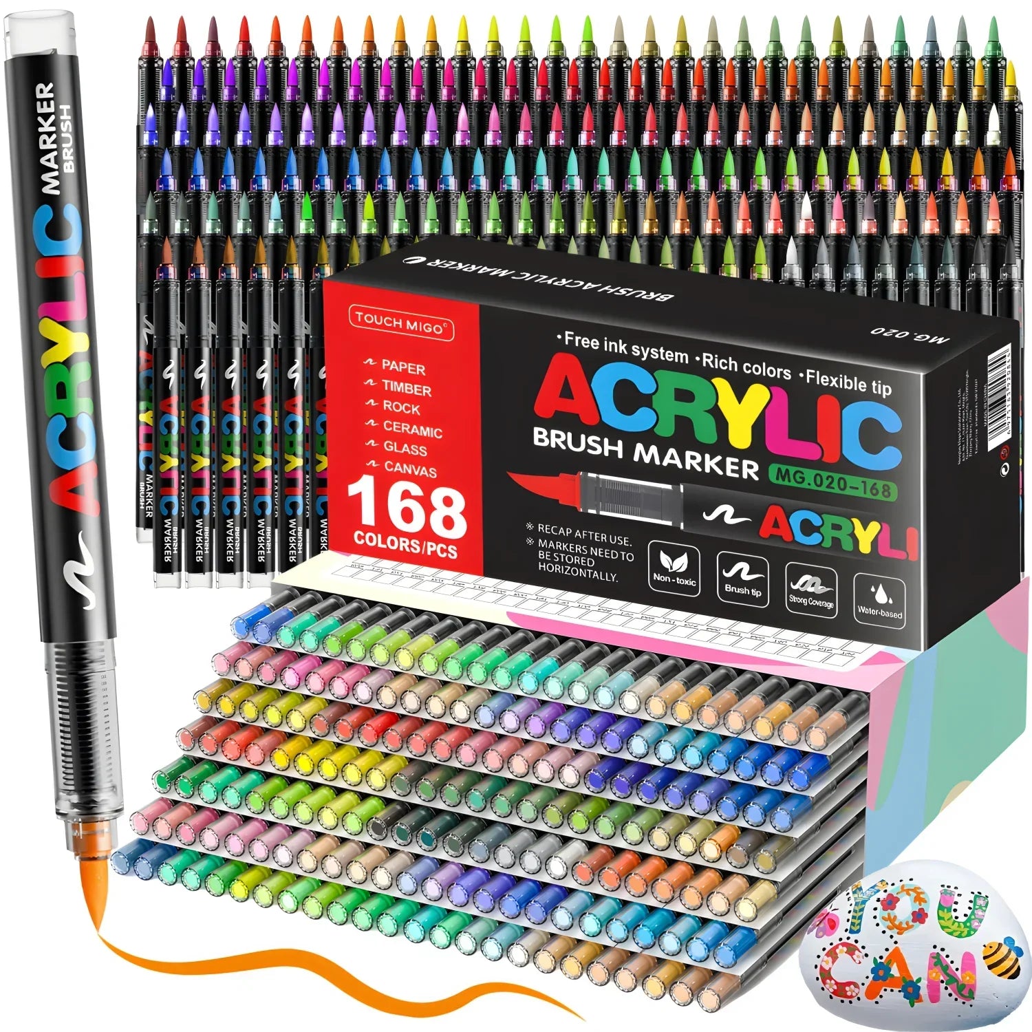 Buy The Best By Artsulli - Art is Long Life Short - Acrylic Paint Markers Set Soft Brush Tip for Wood Rock Glass Canvas Stone Supplies,Back