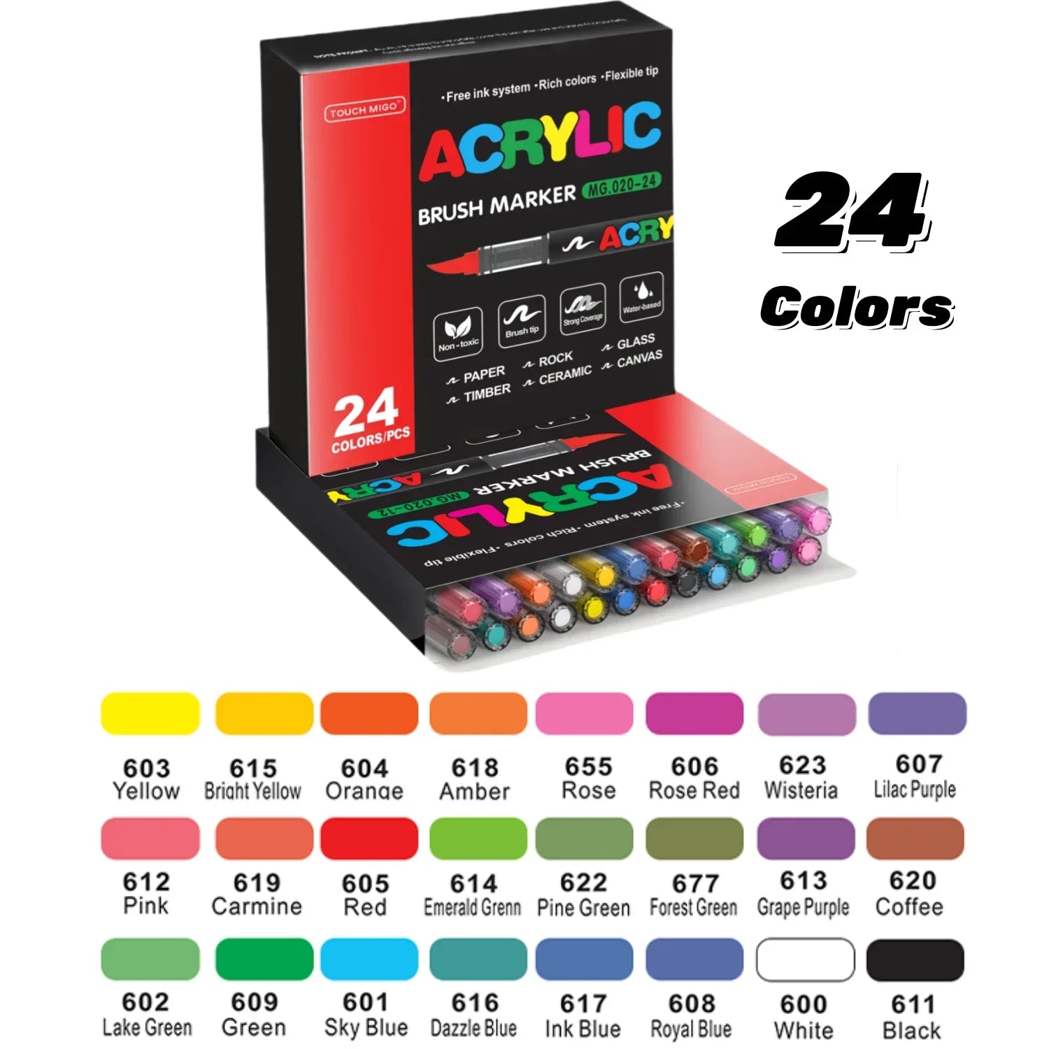 Buy The Best By Artsulli - Art is Long Life Short - Acrylic Paint Markers Set Soft Brush Tip for Wood Rock Glass Canvas Stone Supplies,Back