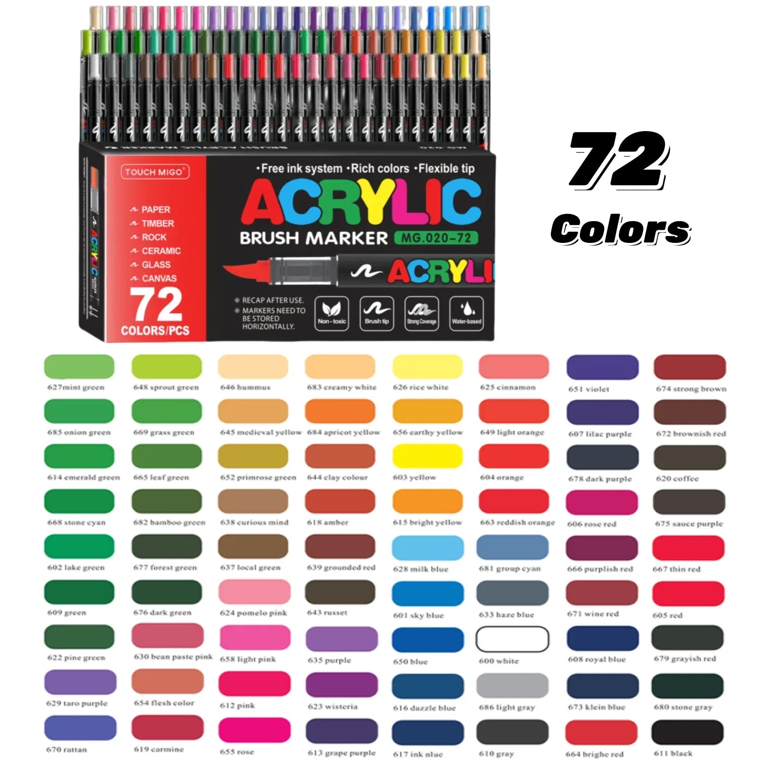 Buy The Best By Artsulli - Art is Long Life Short - Acrylic Paint Markers Set Soft Brush Tip for Wood Rock Glass Canvas Stone Supplies,Back