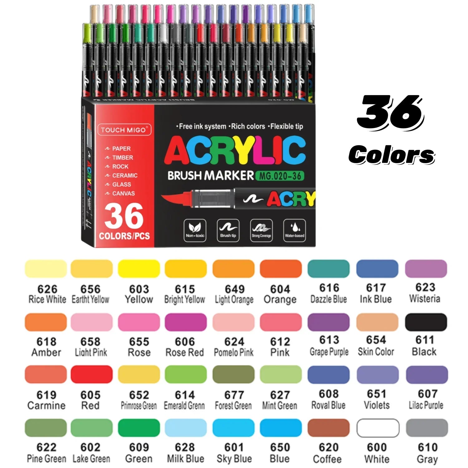 Buy The Best By Artsulli - Art is Long Life Short - Acrylic Paint Markers Set Soft Brush Tip for Wood Rock Glass Canvas Stone Supplies,Back