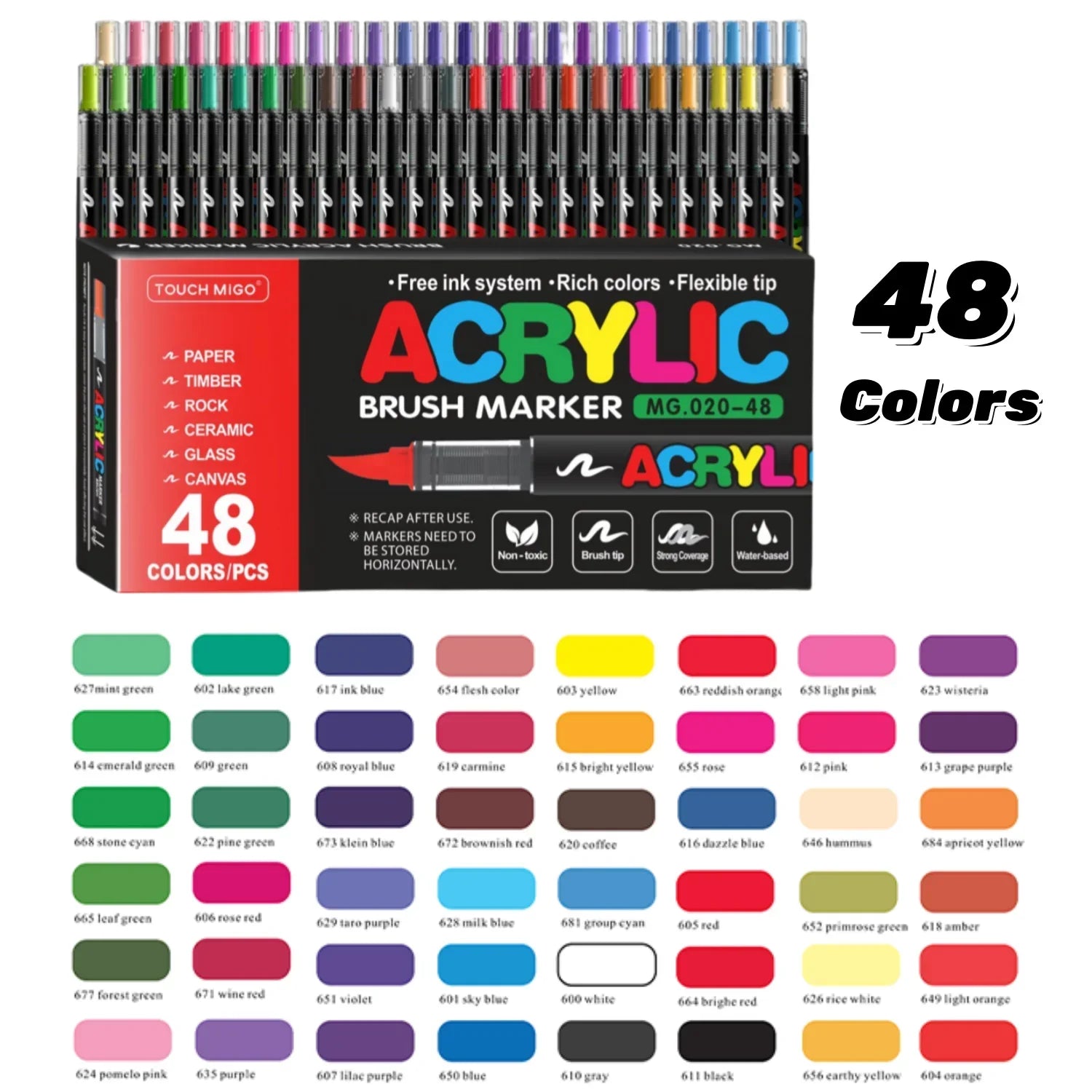 Buy The Best By Artsulli - Art is Long Life Short - Acrylic Paint Markers Set Soft Brush Tip for Wood Rock Glass Canvas Stone Supplies,Back