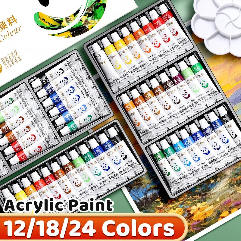 Buy The Best By Artsulli - Art is Long Life Short - Acrylic Paint Set 12/18/24 Colors 5ml/0.17oz,Water-Proof Portable Rich Pigments for DlY