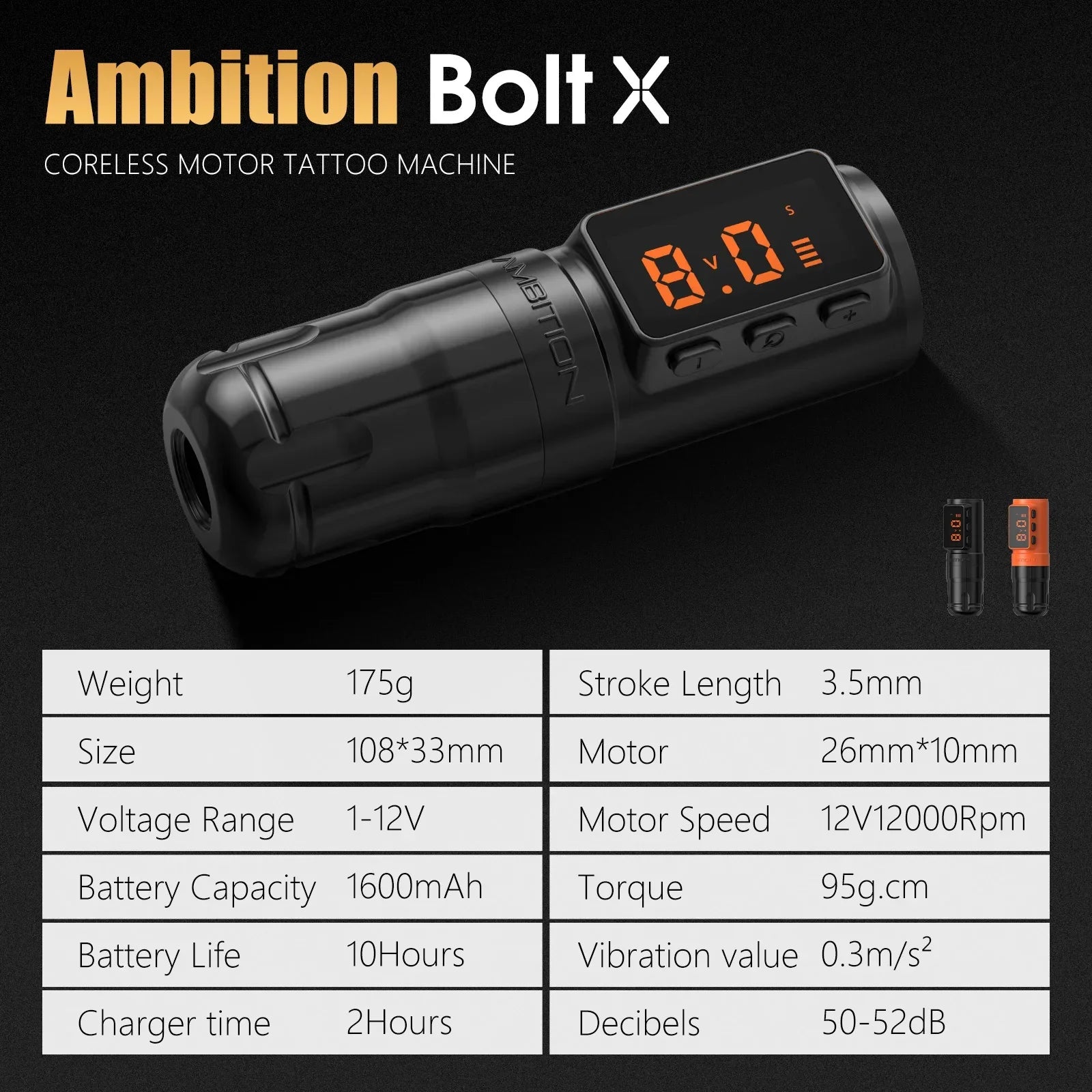 Buy The Best By Artsulli - Art is Long Life Short - Ambition Bolt-X 1600mAh Coreless Motor Tattoo Machine Pen Wireless Power Supply