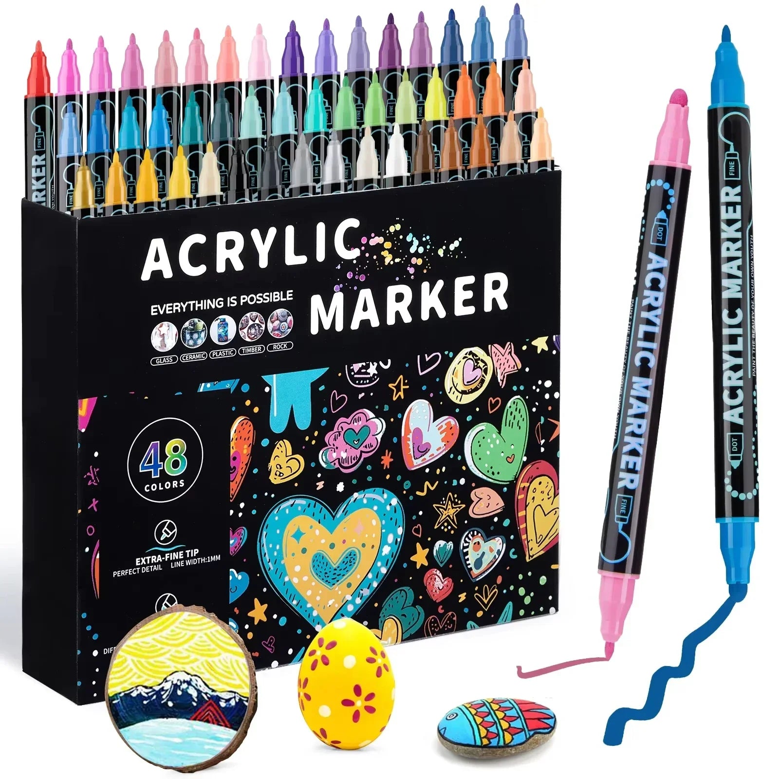 Buy The Best By Artsulli - Art is Long Life Short - AngelMark Acrylic Marker Pen Double Headed Waterproof Painting Supplies School
