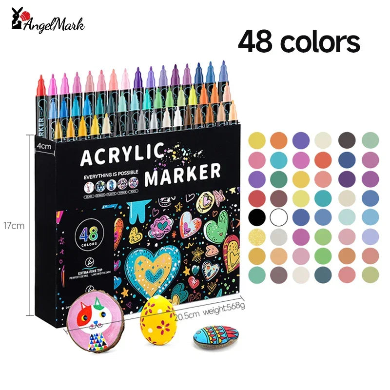 Buy The Best By Artsulli - Art is Long Life Short - AngelMark Acrylic Marker Pen Double Headed Waterproof Painting Supplies School
