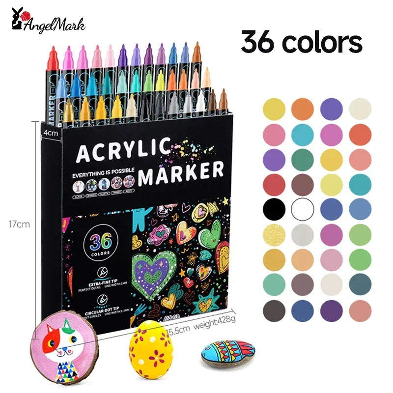 Buy The Best By Artsulli - Art is Long Life Short - AngelMark Acrylic Marker Pen Double Headed Waterproof Painting Supplies School