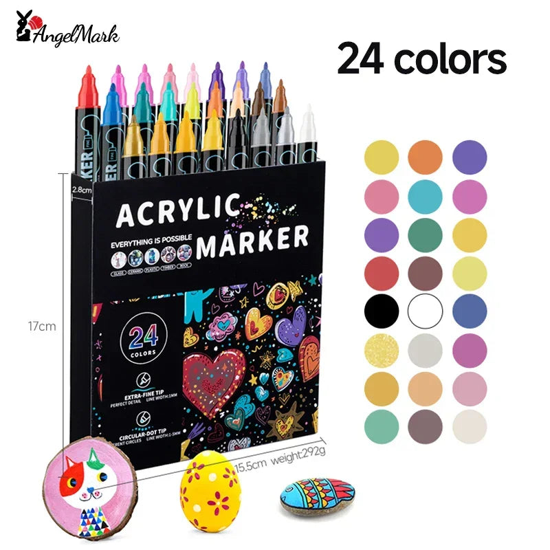 Buy The Best By Artsulli - Art is Long Life Short - AngelMark Acrylic Marker Pen Double Headed Waterproof Painting Supplies School