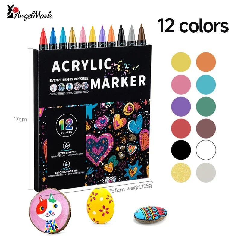 Buy The Best By Artsulli - Art is Long Life Short - AngelMark Acrylic Marker Pen Double Headed Waterproof Painting Supplies School