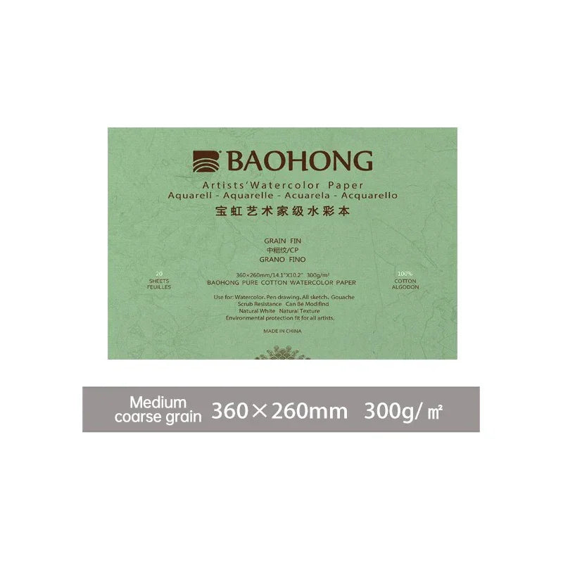 Buy The Best By Artsulli - Art is Long Life Short - Baohong 300g 100% Cotton Artist Watercolor Drawing Paper Pad 20sheets Aquarell