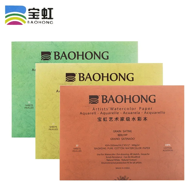 Buy The Best By Artsulli - Art is Long Life Short - Baohong 300g 100% Cotton Artist Watercolor Drawing Paper Pad 20sheets Aquarell