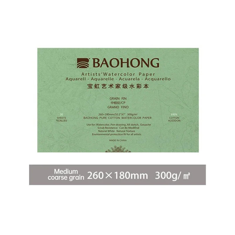 Buy The Best By Artsulli - Art is Long Life Short - Baohong 300g 100% Cotton Artist Watercolor Drawing Paper Pad 20sheets Aquarell