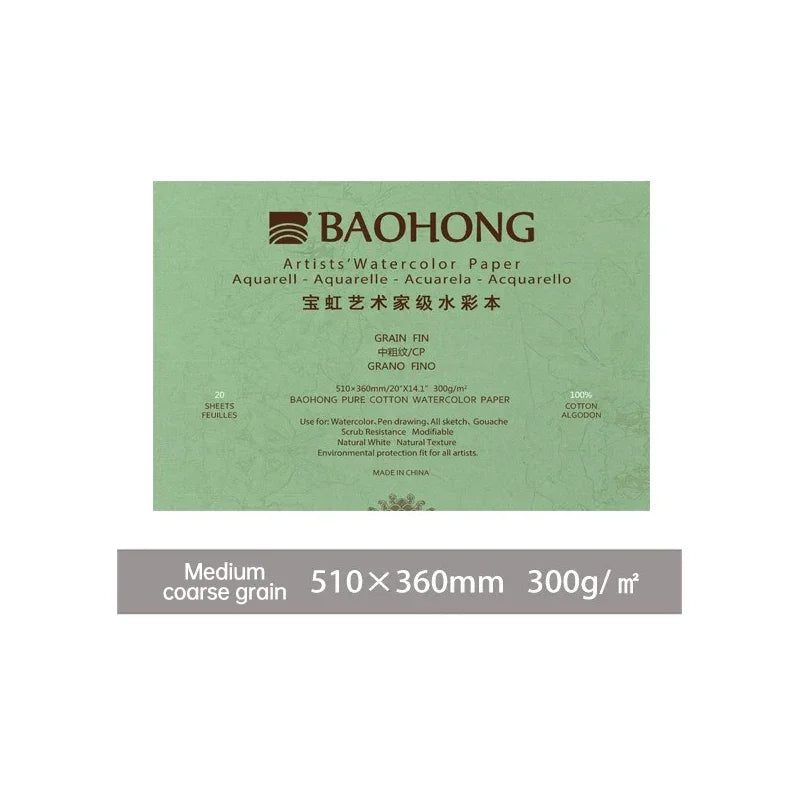 Buy The Best By Artsulli - Art is Long Life Short - Baohong 300g 100% Cotton Artist Watercolor Drawing Paper Pad 20sheets Aquarell