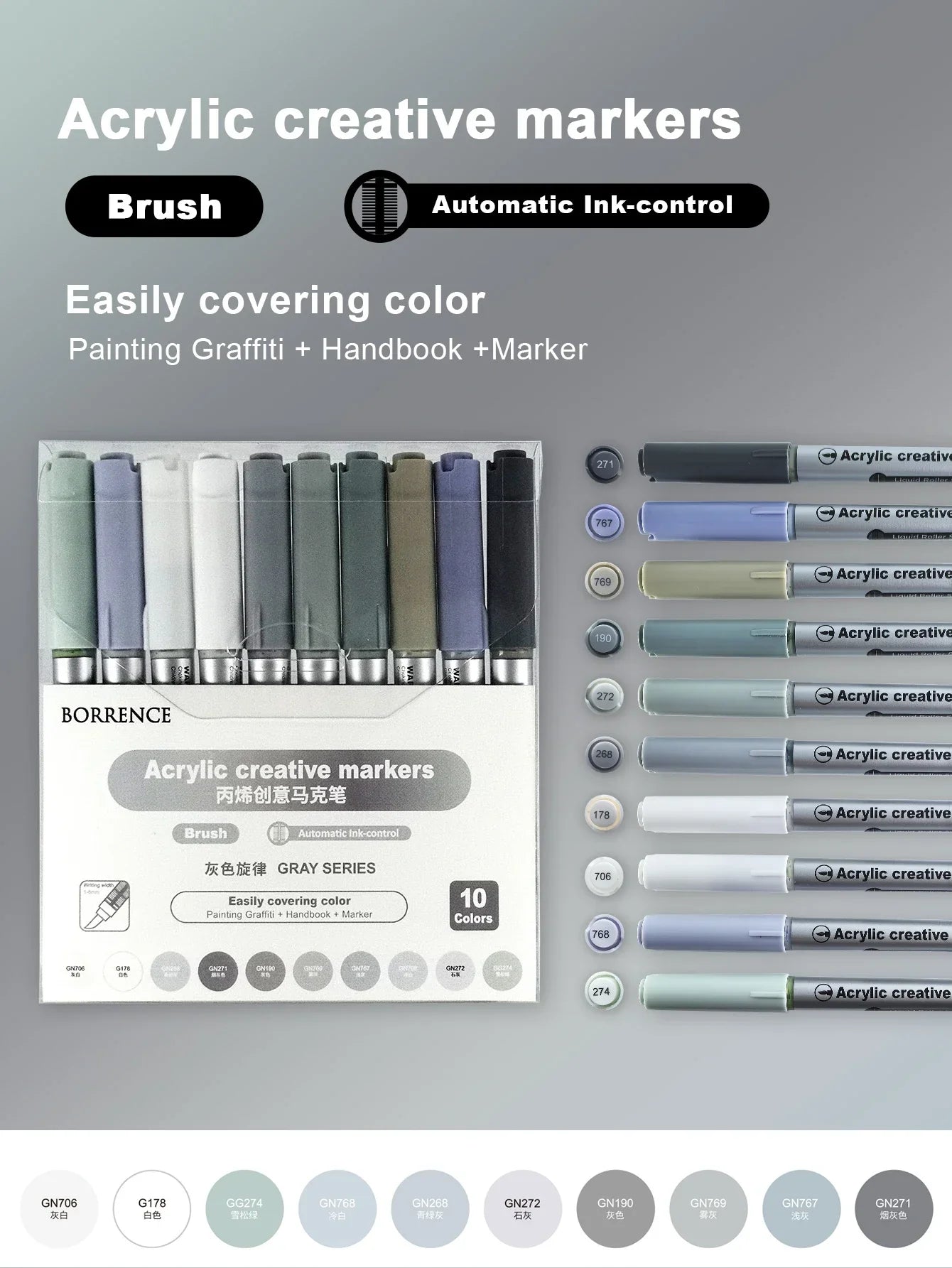 Buy The Best By Artsulli - Art is Long Life Short - Borrence Acrylic Brush Markers Set 10Pcs/Box 120 Colors Soft Head School Supplies