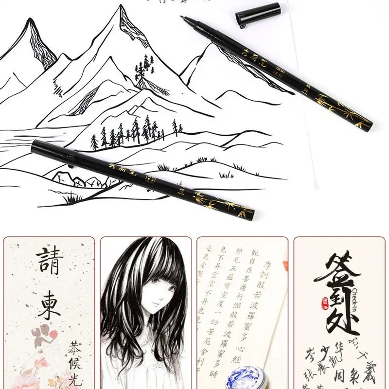 Buy The Best By Artsulli - Art is Long Life Short - Brush Lettering Pens Set Black Ink Refillable Calligraphy Pen Markers Writing Office