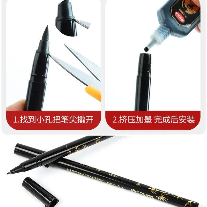 Buy The Best By Artsulli - Art is Long Life Short - Brush Lettering Pens Set Black Ink Refillable Calligraphy Pen Markers Writing Office