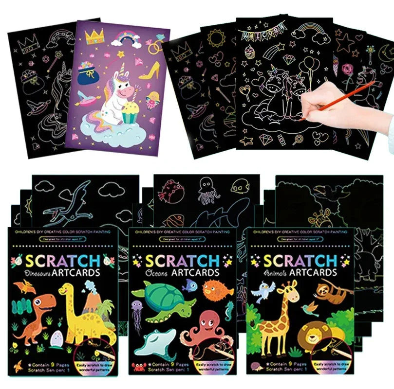 Buy The Best By Artsulli - Art is Long Life Short - Children Scratch Painting Set Cartoon Colorful Card DIY Drawing Toys Early Education