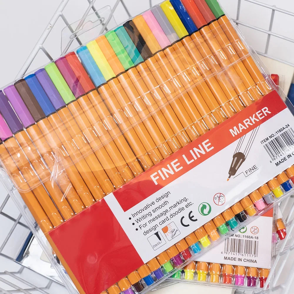 Buy The Best By Artsulli - Art is Long Life Short - Colorful Fineliner Marker Set 6/12/18/24 Colors Water-Based Micron Pens for Drawing
