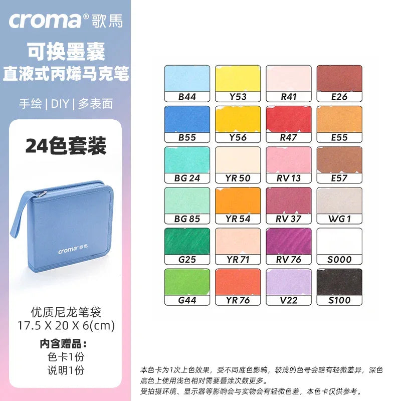 Buy The Best By Artsulli - Art is Long Life Short - CROMA Refillable Direct Liquid Acrylic Marker Set with Soft Tip Layering Capable