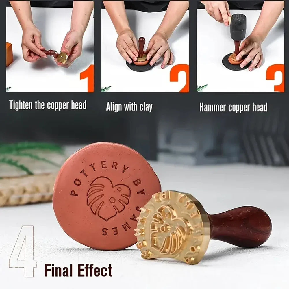 Buy The Best By Artsulli - Art is Long Life Short - Custom Copper Ceramic Stamp Personalized Signature for 25 cm Pottery & Polymer Clay