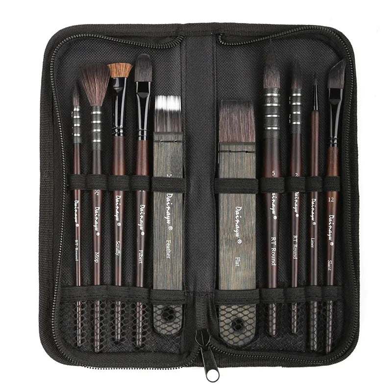 Buy The Best By Artsulli - Art is Long Life Short - Dainayw 10Pcs Watercolor Brush Set Mop Organic Blue Squirrel Horse Hair Paint brush