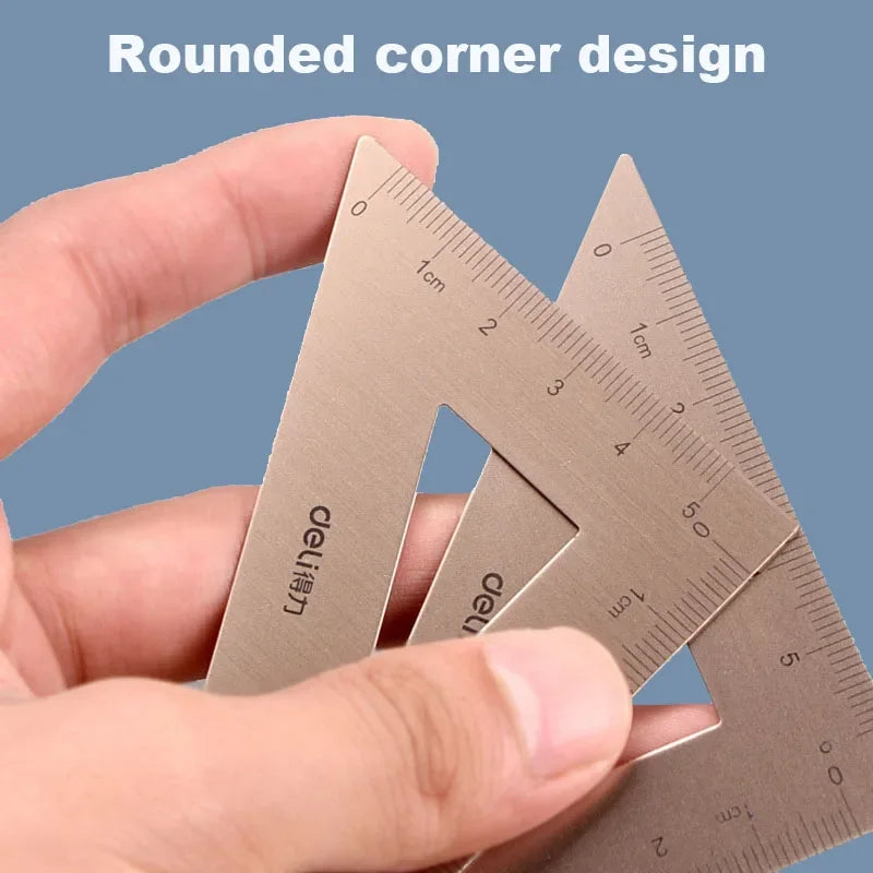 Buy The Best By Artsulli - Art is Long Life Short - Deli Metal Ruler School Drawing Measuring Triangle for Kids Learning Angle Straight Set