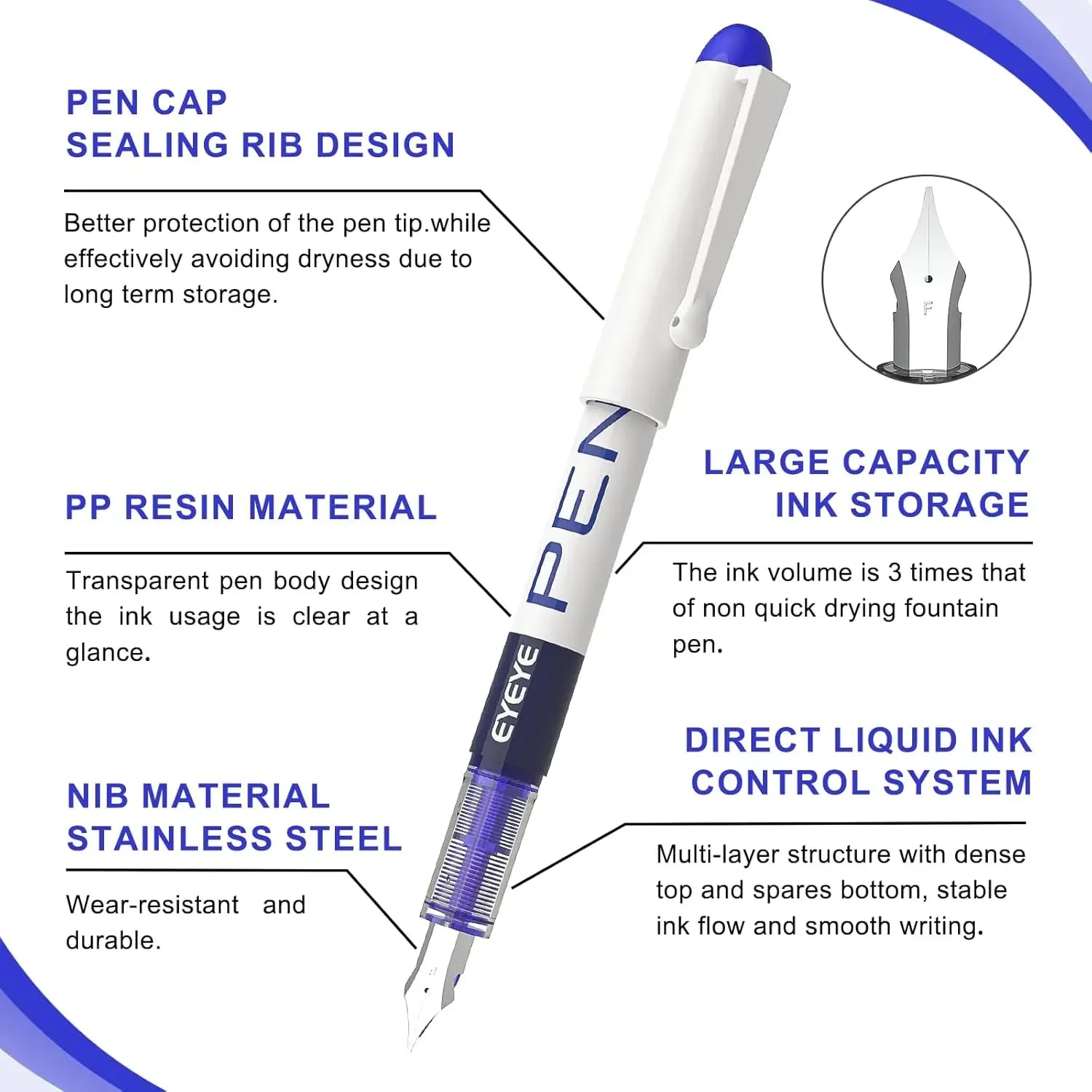 Buy The Best By Artsulli - Art is Long Life Short - Disposable Fountain Pens Straight Liquid Pens，for WritingQuick-Drying Ink Pen