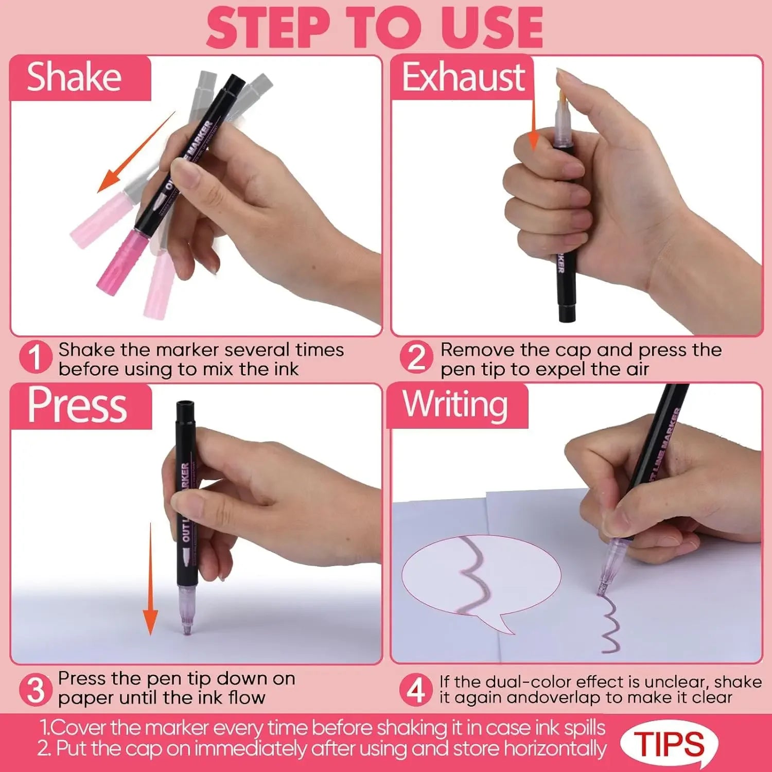 Buy The Best By Artsulli - Art is Long Life Short - Double Line Outline Marker Pens Set Super Squiggles Highlighter Magic Glitter Drawing