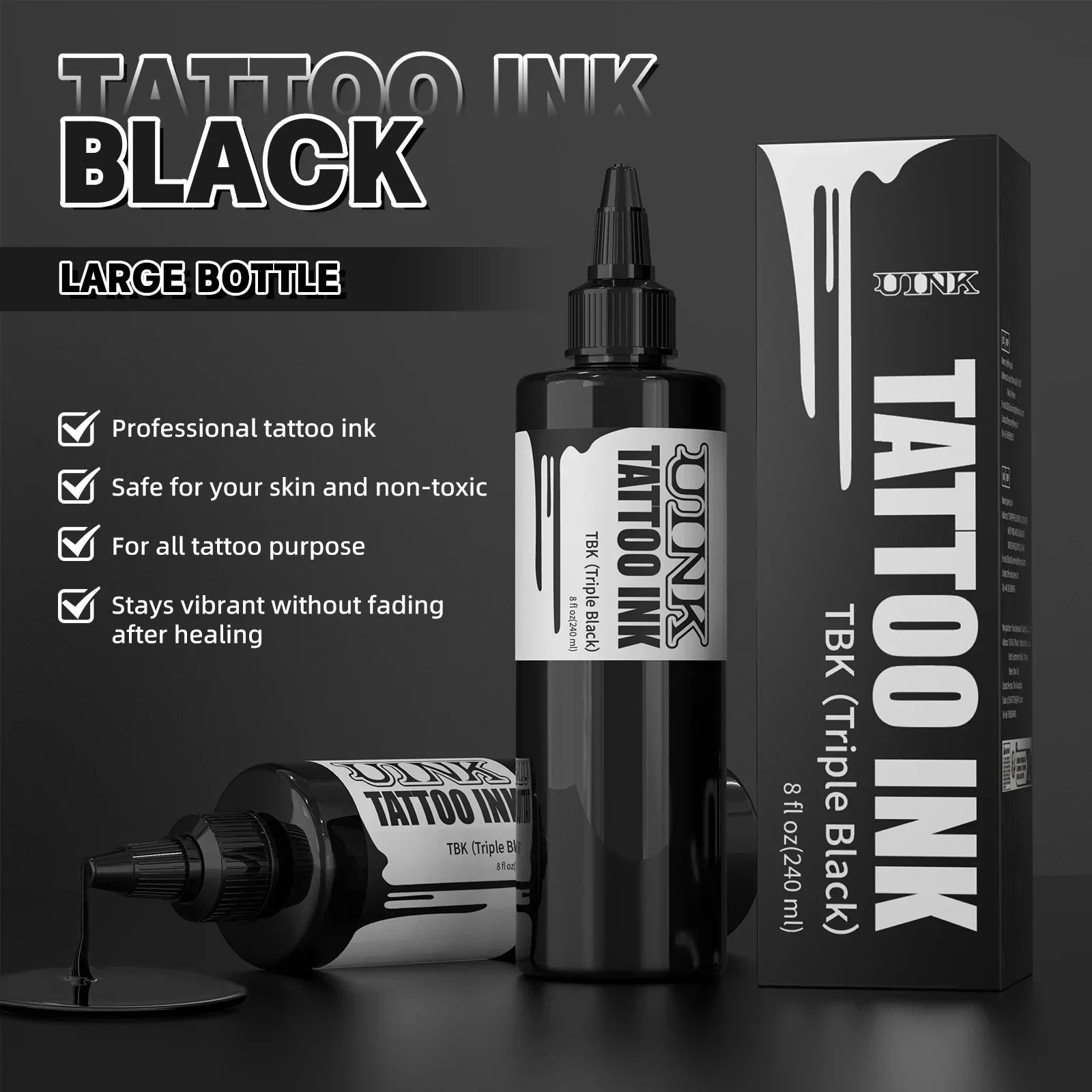 Buy The Best By Artsulli - Art is Long Life Short - DQFART 240ml Triple Black/Withe Professional Tattoo Ink For Permanent Semi-permanent