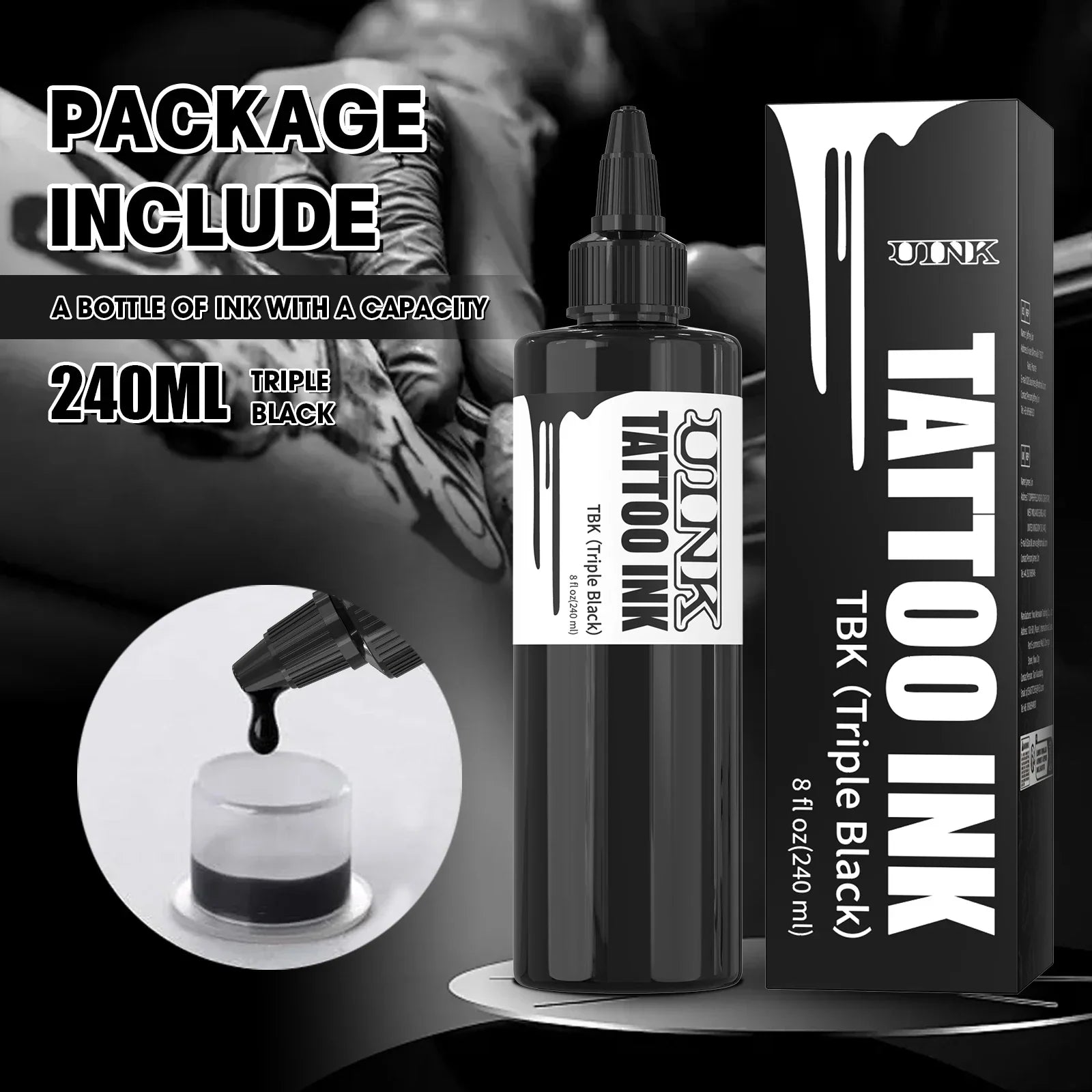 Buy The Best By Artsulli - Art is Long Life Short - DQFART 240ml Triple Black/Withe Professional Tattoo Ink For Permanent Semi-permanent