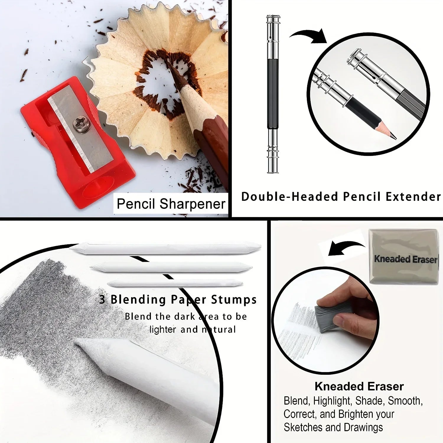 Buy The Best By Artsulli - Art is Long Life Short - Drawing Pencils Sketch Pencil Professional Sketching Graphite Charcoal Blending Stump