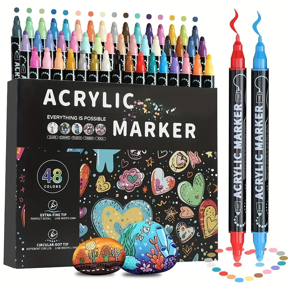 Buy The Best By Artsulli - Art is Long Life Short - Dual Tip Acrylic Pens Markers Double Premium for DIY Crafts Making Supplies - 2026