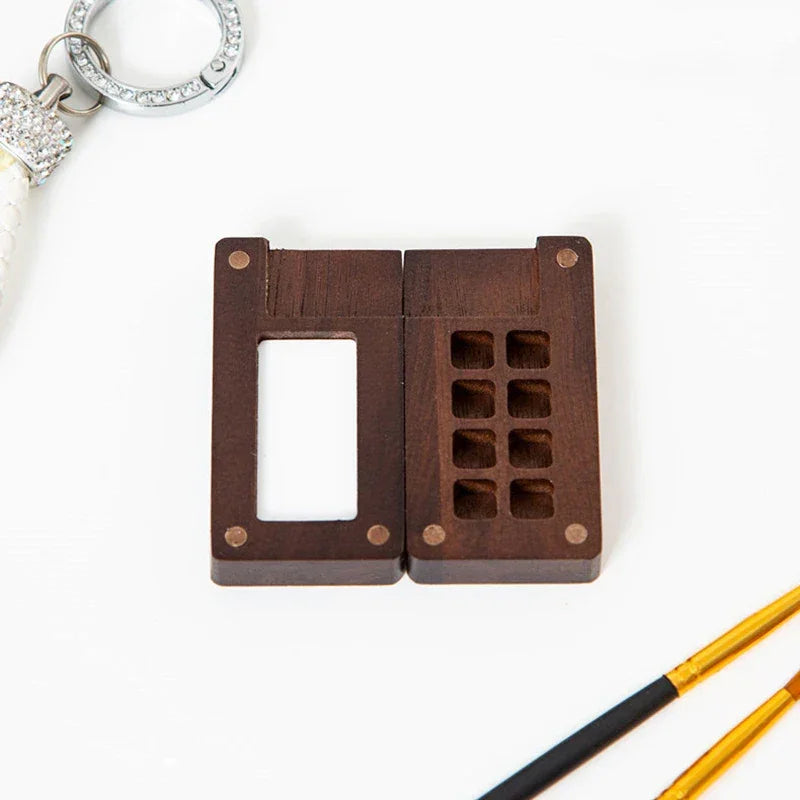 Buy The Best By Artsulli - Art is Long Life Short - Empty Wooden Watercolor Palette Portable Mini Travel Acrylic Paint Box Square Tray