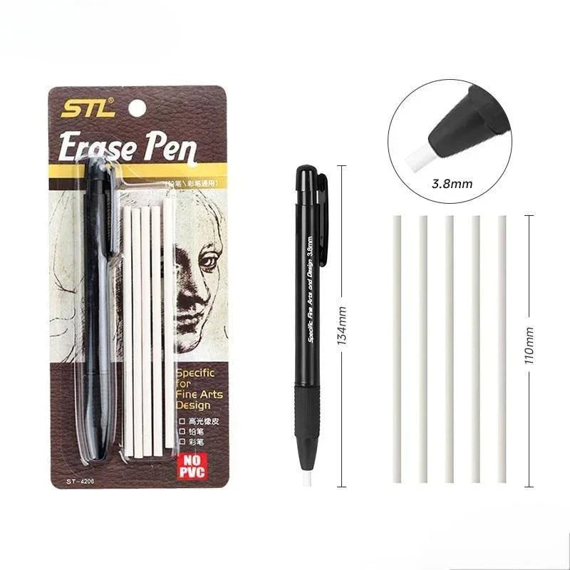 Buy The Best By Artsulli - Art is Long Life Short - Eraser Pen Mechanical Rubber Refillable Sketch Drawing Press Retractable Pencil