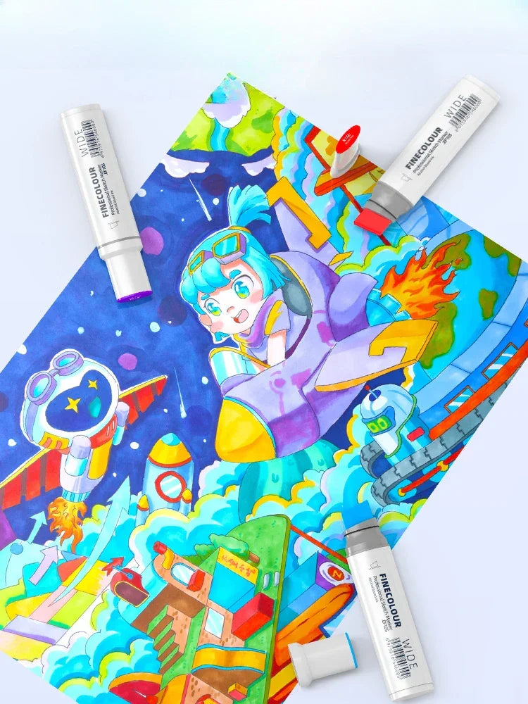 Buy The Best By Artsulli - Art is Long Life Short - Finecolour 20mm Wide Markers Alcohol Line Sketching Pen Drawing School Supplies EF105