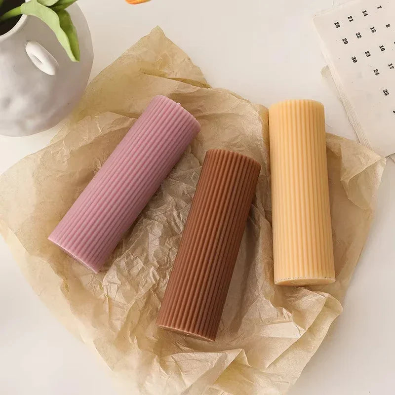 Buy The Best By Artsulli - Art is Long Life Short - Geometric Striped Candle Mold Easy Demould DIY Cylindrical Flat Top Acrylic Plastic