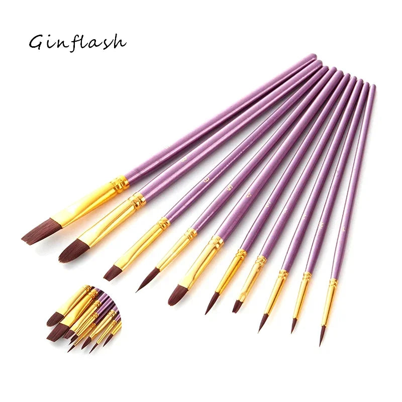 Buy The Best By Artsulli - Art is Long Life Short - Ginflash 6/10pcs set Watercolor Gouache Painting Pen Nylon Hair Paint Brush Set Drawing