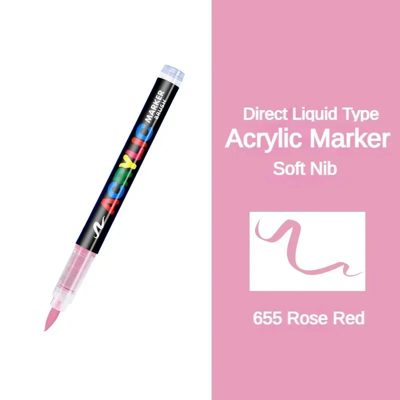Buy The Best By Artsulli - Art is Long Life Short - GUANGNA 16 Colors Direct-liquid Acrylic Paint Pens Brush Marker Pen for Rock Painting