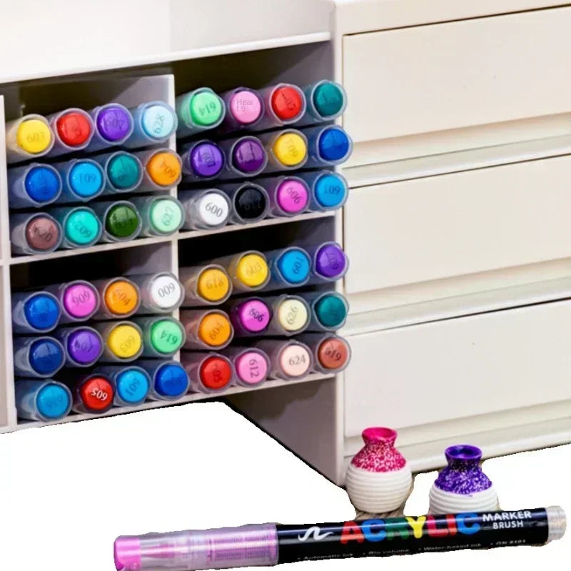 Buy The Best By Artsulli - Art is Long Life Short - GUANGNA 16 Colors Direct-liquid Acrylic Paint Pens Brush Marker Pen for Rock Painting