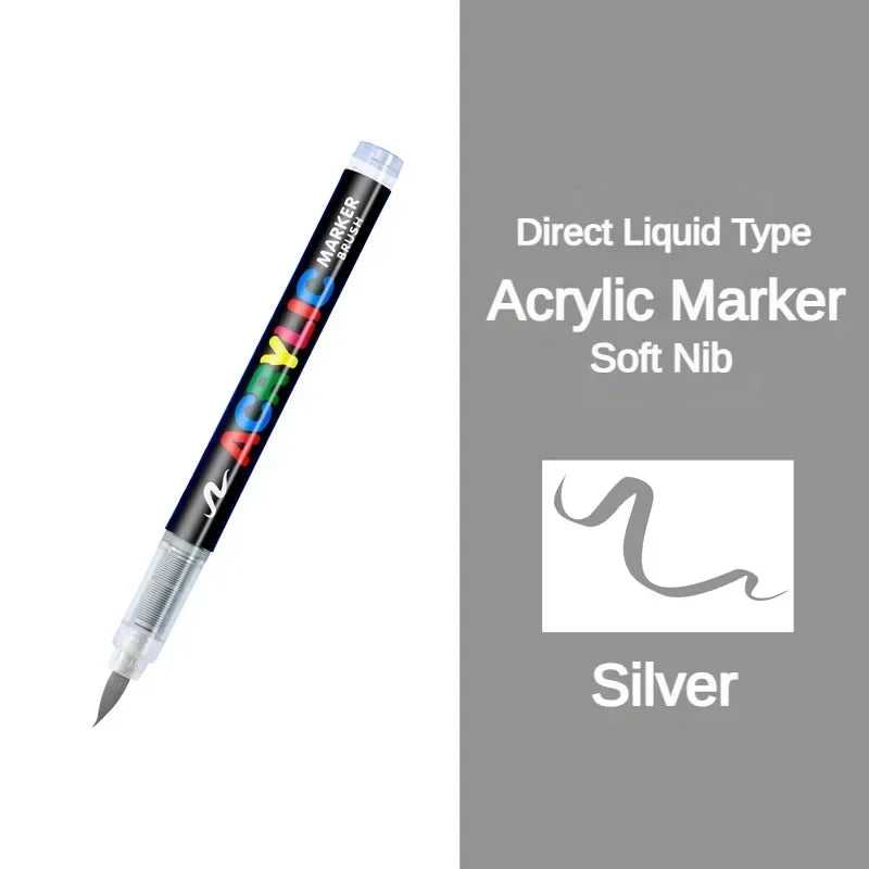 Buy The Best By Artsulli - Art is Long Life Short - GUANGNA 16 Colors Direct-liquid Acrylic Paint Pens Brush Marker Pen for Rock Painting