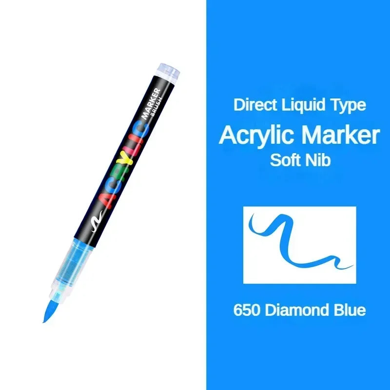 Buy The Best By Artsulli - Art is Long Life Short - GUANGNA 16 Colors Direct-liquid Acrylic Paint Pens Brush Marker Pen for Rock Painting