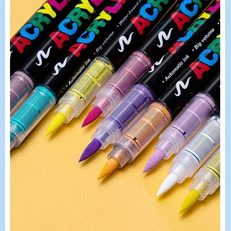Buy The Best By Artsulli - Art is Long Life Short - GUANGNA 16 Colors Direct-liquid Acrylic Paint Pens Brush Marker Pen for Rock Painting