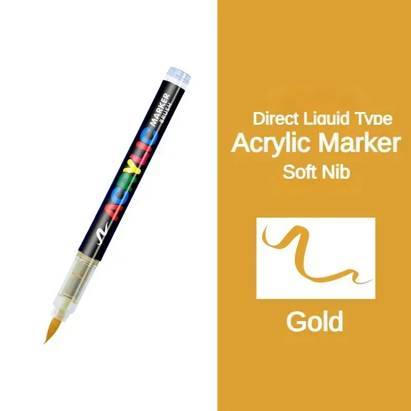 Buy The Best By Artsulli - Art is Long Life Short - GUANGNA 16 Colors Direct-liquid Acrylic Paint Pens Brush Marker Pen for Rock Painting