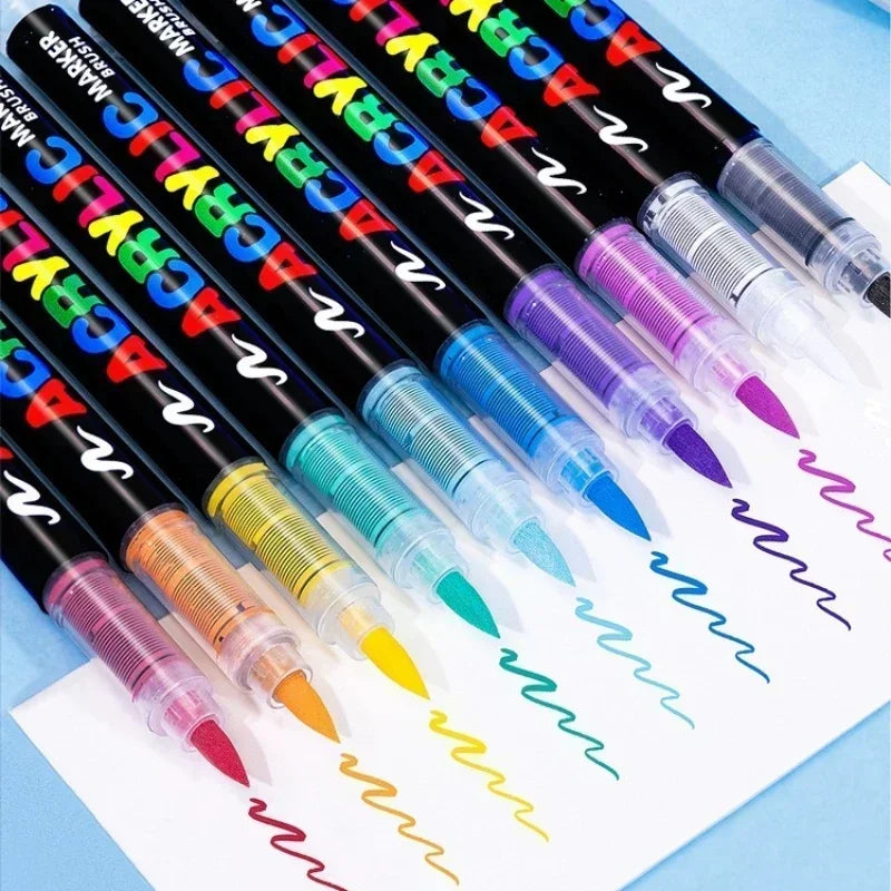 Buy The Best By Artsulli - Art is Long Life Short - GUANGNA 16 Colors Direct-liquid Acrylic Paint Pens Brush Marker Pen for Rock Painting