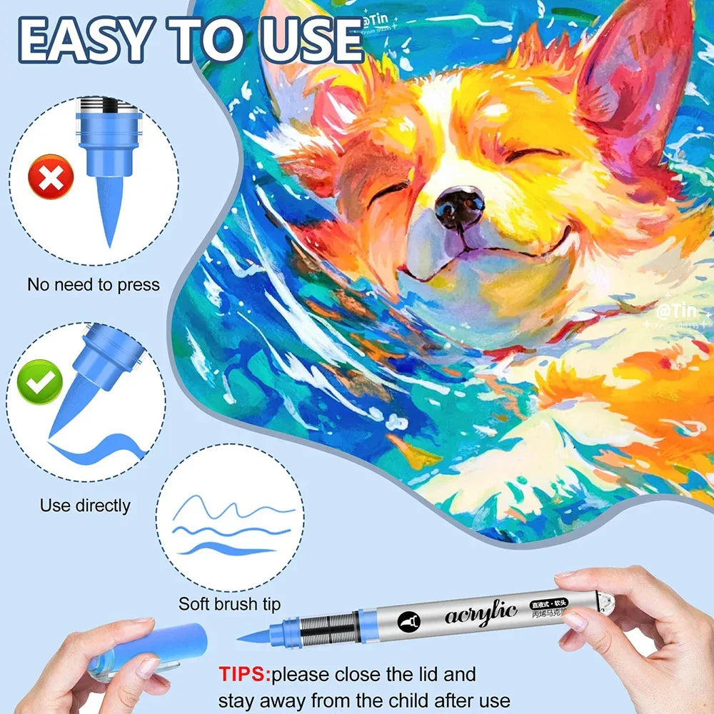 Buy The Best By Artsulli - Art is Long Life Short - High Coverage Acrylic Paint Markers Brush Tip Pens Set for DIY Crafts & Supplies