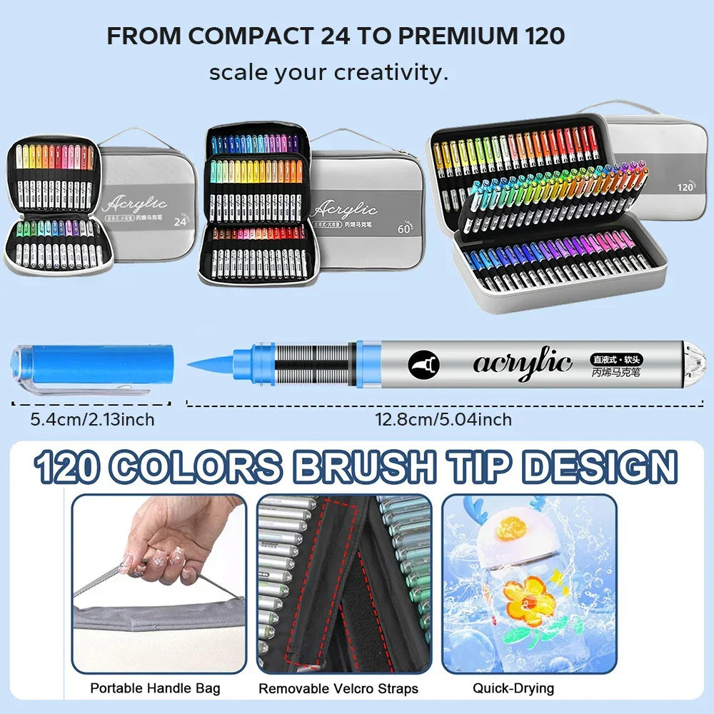 Buy The Best By Artsulli - Art is Long Life Short - High Coverage Acrylic Paint Markers Brush Tip Pens Set for DIY Crafts & Supplies